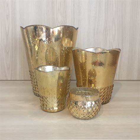 Dotted Mercury Glass Vase Gold The Pretty Prop Shop Wedding And
