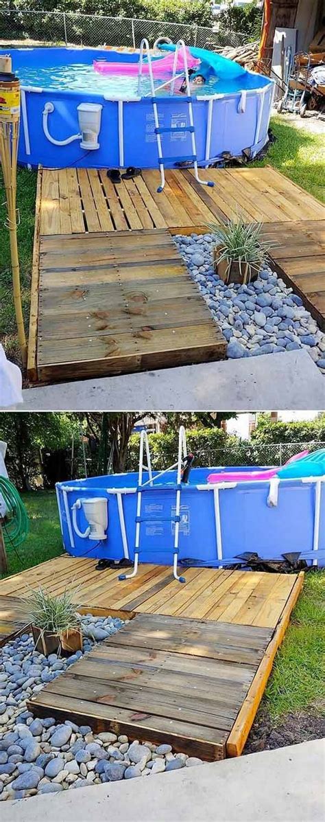 diy pool side pallet projects  perfect summer