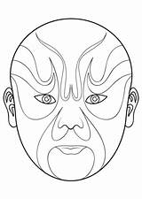 Mask Opera Chinese Coloring Pages Masks Drawing Template Kids Printable Beijing China Crafts Super Sketch Templates Cartoons sketch template