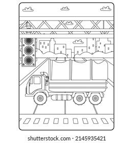 truck coloring pages kids stock vector royalty