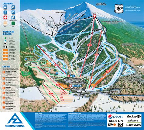 arizona snowbowl piste map plan  ski slopes  lifts onthesnow