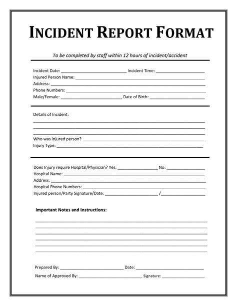 incident report form template incident report form incident report