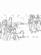 Shepherds Angels Lds Jesus Library Sheep Birth Nativity Primary Appear Appearing Fields Stories Christ Primarily Inclined sketch template