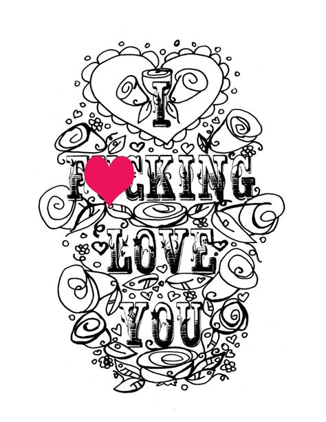 Adult Coloring Page Valentine S Day Curse Swear Sheet Etsy