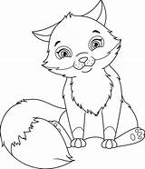 Fox Coloring Little Stock Depositphotos sketch template