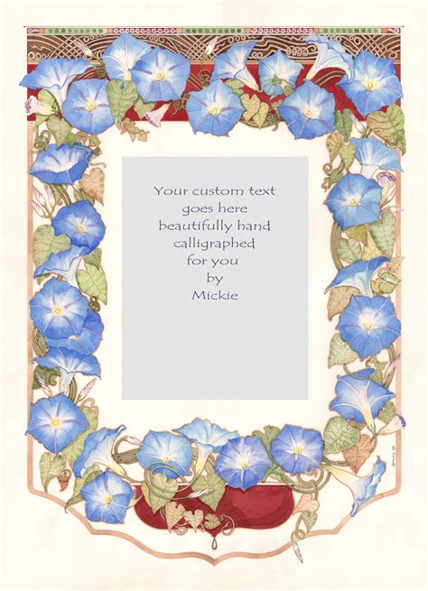 Morning Glories Original Ketubah By Mickie Caspi