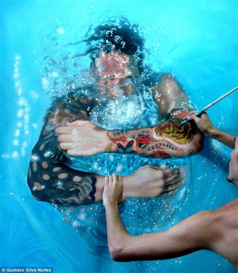 Artist Looks Ready To Dive Into His Lifelike Paintings Of Swimmers