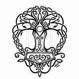 Hammer Yggdrasil Celtic Coloring Tattoo Thor Viking Pages Symbols Tattoos Irish Symbol Thors Pagan Norse Books Printable sketch template