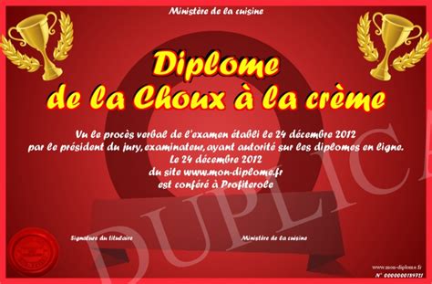 diplome de la choux a la creme