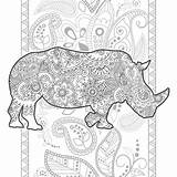 Zentangle Paisley Scarabocchio Animale Coloritura Sforzo Disegnato Rilascio Erwachsenes Gezeichnetes Paisleys Rhinoceros sketch template