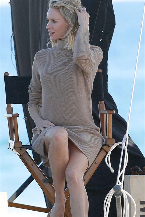 Naomi Watts Filming A Commercial On Beach In Malibu