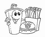 Food Coloring Pages Fast Burger Drink Getdrawings sketch template