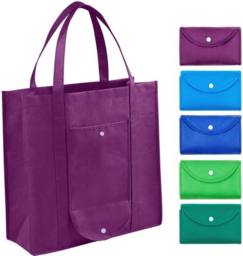 reusable shopping bags easy  fold  pouch  snap