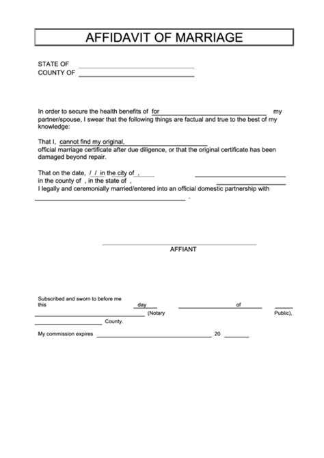 affidavit  marriage printable