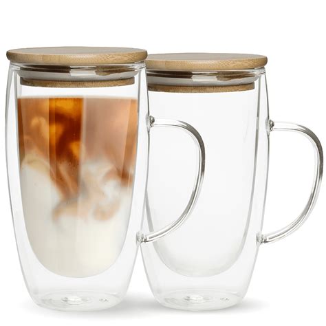 Chef S Unique Double Walled Glass Coffee Mugs 16 Oz Insulated Coffee