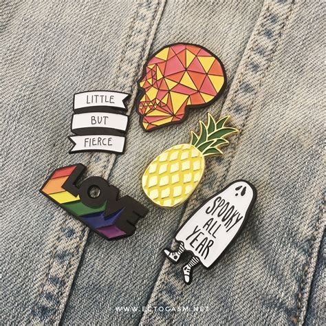 Cool Enamel Pin Collection On A Denim Jacket Cute For Girls Fashion