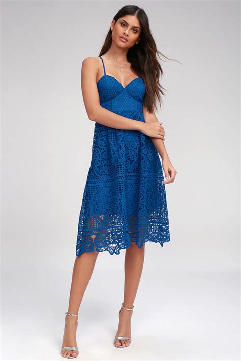 Lovely Cobalt Blue Lace Dress Lace Dress Lace Midi Dress Lulus