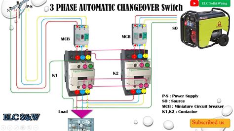 phase automatic changeover switch  circuit diagram youtube