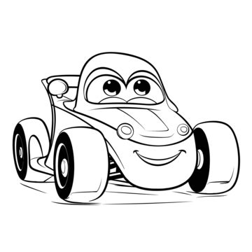 cartoon   race car coloring page outline sketch drawing vector race