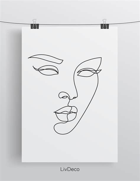 abstract woman face wall print   drawing art etsy face