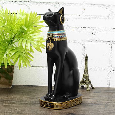 vintage egyptian bastet cat goddess figurine black bast cat pharaoh