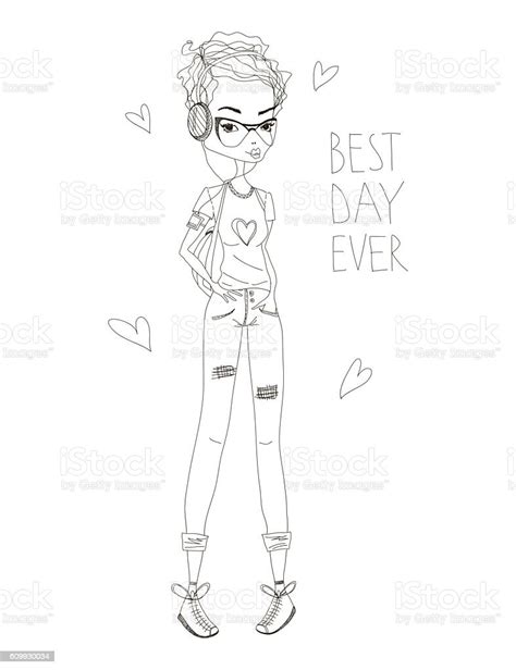 the best day fashion illustration with a cute shorthaired girl