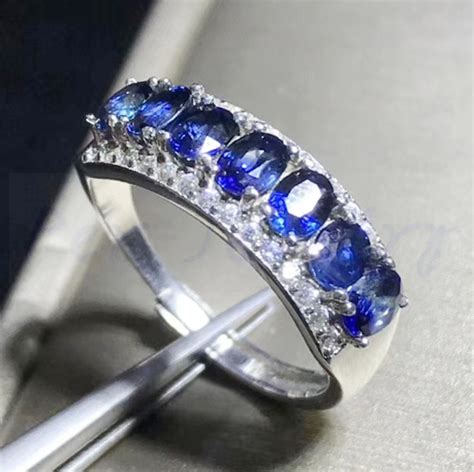 natural sapphire ring real blue sapphire  sterling silver fine jewelry  shipping  men