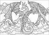 Colorear Draghi Dragones Dragons Drachen Erwachsene Adulti Stampare Coloriages Montagnes Drago Malbuch Fur Justcolor Rempli Plein Drache Dragón Adultes sketch template