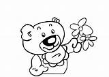 Coloring Bear Teddy Flowers Printable Pages Sheets Kids Templates Edupics Large Library Clipart sketch template