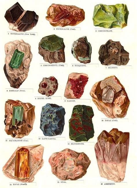 mineral print minerals print minerals art rocks  minerals