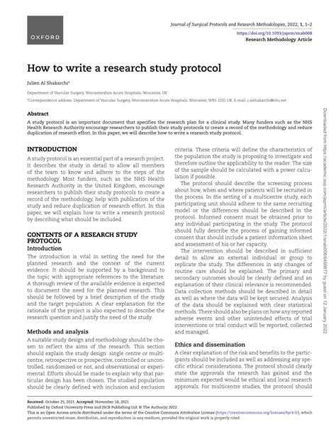 write  research study protocol