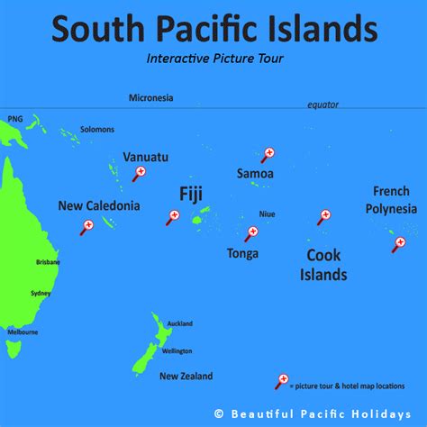 map  south pacific islands  hotel locations  pictures