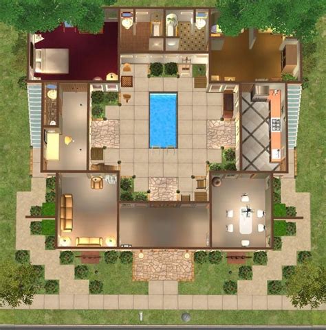 house plan  enclosed courtyard