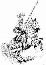 Ridders Guerreros Medival Medievales Equestrian Kleurplaat Ridder Lancelot Guerrero sketch template