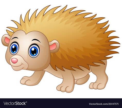 baby hedgehog cartoon isolated white background vector image