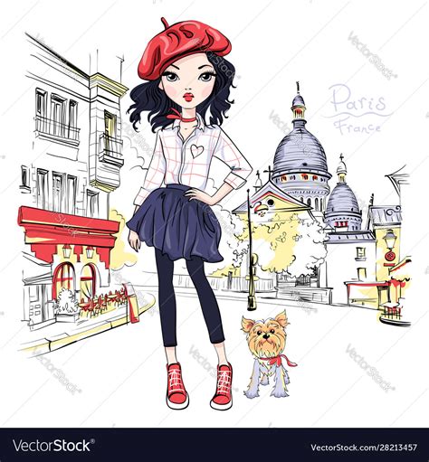 fashion girl in paris royalty free vector image