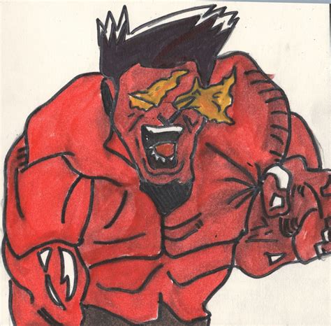 worlds illustrations water colour red hulk