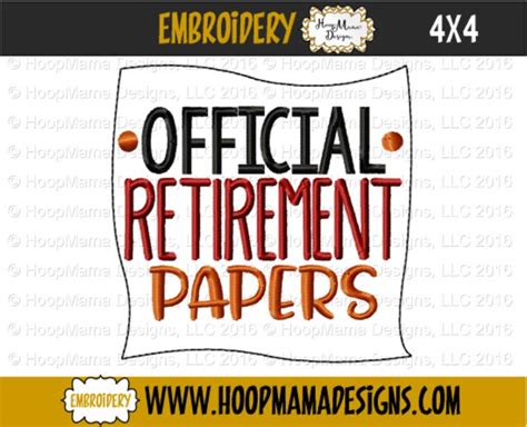 official retirement papers embroidery  cutting option hoopmama