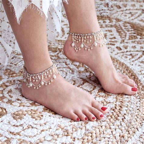 yasmin beach wedding anklet bohemian bridal anklets ankle bracelet