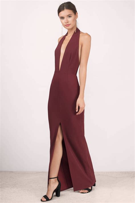 designed by tobi turn heads with the gala deep neck maxi