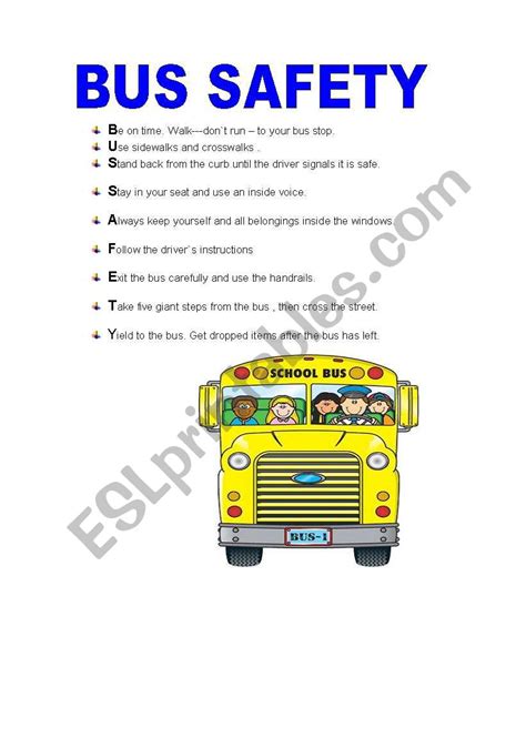 bus safety esl worksheetisabelri  printable school bus safety