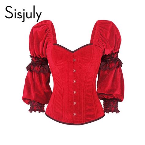 buy sisjuly women corsets and bustiers red lace up
