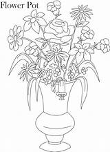 Coloring Pot Flower Library Clipart Drawing sketch template