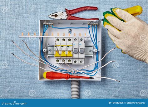 consumer unit fuse box wiring diagram stock image image  install pliers
