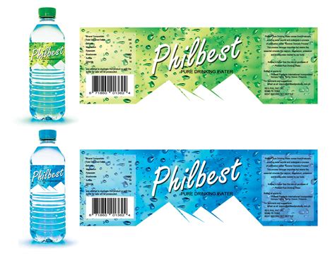 philbest pure water bottle label design behance