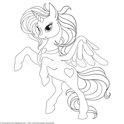 cartoon unicorn  wings coloring pages  instant
