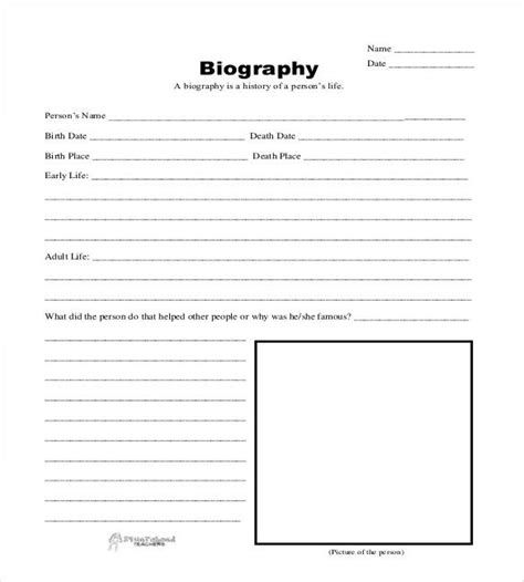biography sheet template