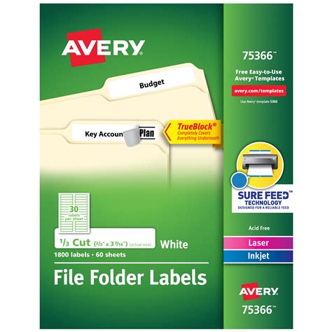 avery trueblock file folder labels      printable labels white
