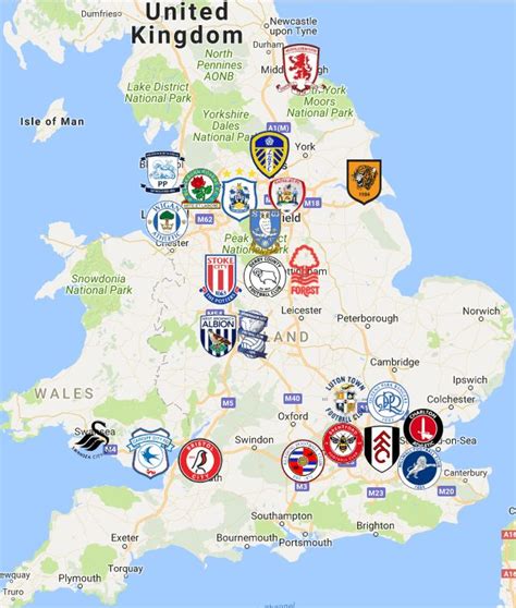efl championship map clubs logos sport league maps england map premier league football