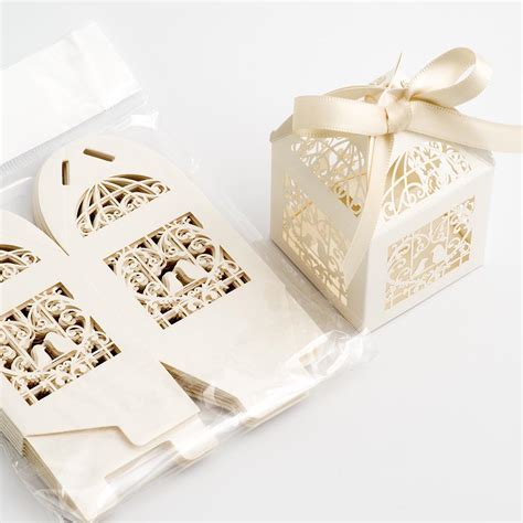 Ivory Filigree Bird Cage Favour Boxes at Favour This